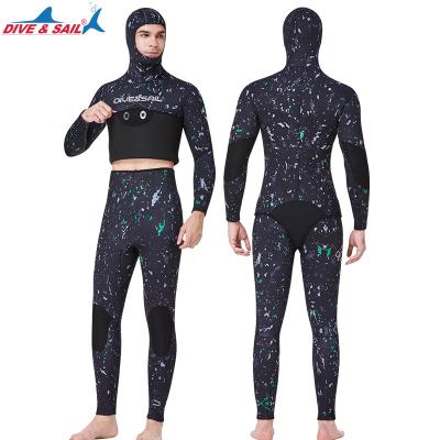 China 2022 Factory Wholesale Antibacterial Spearfishing Hood 5mm Long Sleeve Surfing And Diving Wetsuit With CR Neoprene for sale