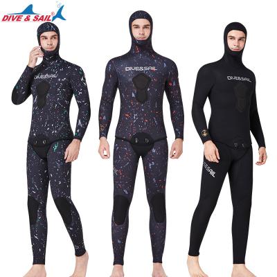 China Antibacterial Dive and Sail 3mm Thickness CR Neoprene Suit Split Wear Long Sleeve Spearfishing Two Piece Diving Hunting Wetsuit for Men for sale