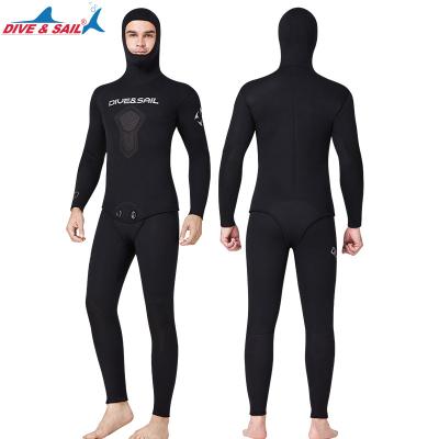 China Black Dive&Sail Spears 3mm Antibacterial Full Neoprene Two Piece Body Fishing Suit Keep Warm Long Sleeve Spearfishing Opencell Wetsuit for sale