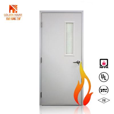 China Modern UL Listed 1 Hr Fire Rated Steel Fire Rated Hollow Flush Door 2 3 Metal Fire Doors With Full Set UL Hardware for sale