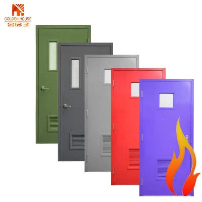 China American Standard Fire Protection Door Tempered Fire Rated Glass With Steel Frame Swing Graphic Design Modern Villa Finished Steel Gold House for sale