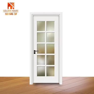 China GH Modern Design Lower Price Timber Interior Wooden Glass Door for sale