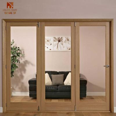 China Interior Wood Folding Screen Home Wood Folding Sliding Doors Light Weight Interior Glass Folding Wood Door Room for sale