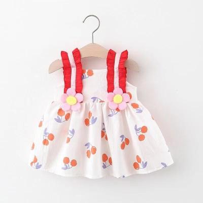 China Wholesale Girls Printed Pattern Sling Princess Dress Washable Children's Clothing Baby Girl Summer Dress for sale