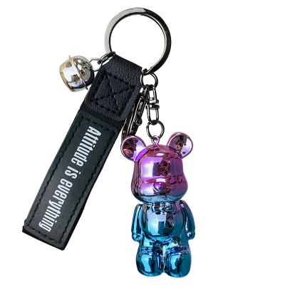 China Cute Exquisite Cute Backpack Car Cartoon Key Chain Bear Metal Stasis Bow Tie Couples Pendant Accessories Colorful Key Chain for sale