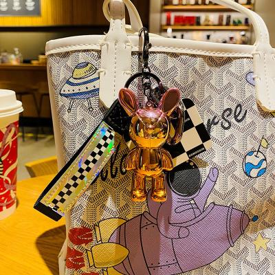 China Creative Cute Bag Key Chain Bag Car Doll Buckle Rope Grid Dazzle Rabbit Rice Metal Cartoon Girl Fashionable Cool Pendant Heart for sale