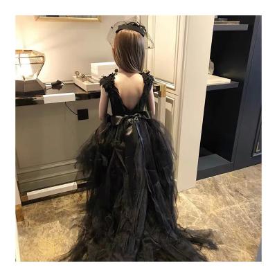 China Washable Western Black Formal Dress Style Girls Wedding Dress Elegant Children Girls Dress Dresses for sale