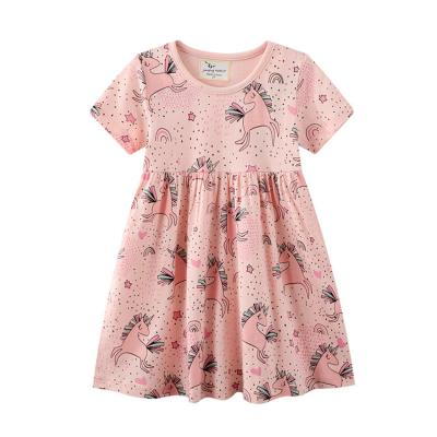 China News Design Pink Design Pattern Washable Kids Cute Girls Clothing Easy Dress for sale