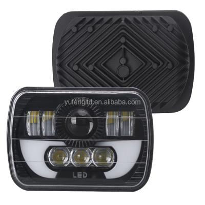 China For Jeep YJ XJ 5x7 7x6 Led Headlight Hi/low Square Beam With DRL 65W Cree Chip LED Work Light For Jeep Truck for sale