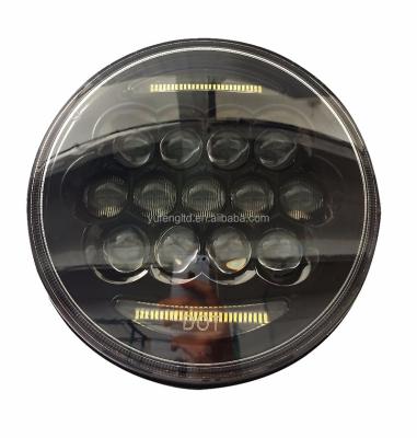 China 7 Inch 75W Round LED Die Cast Aluminum Housing Headlights For Offroad/Motorcycle With White DRL Halo 7 Led Headlight Auto Lighting Systems for sale