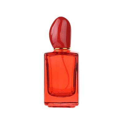 China Wholesale New Luxury Empty Small Red Black Square Personal Care 50ml Perfume Spray Glass Bottles With Cap Making for sale