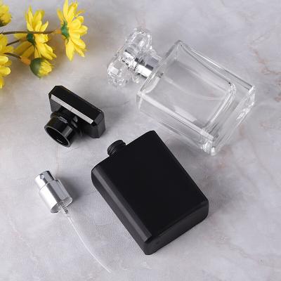 China Wholesale 10ml 30ml 50ML Fashionable Luxury Empty Square Transparent Black Glass Perfume Bottle for sale