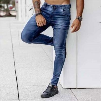 China 2022 Men Streetwear Simple Solid Stretch Jeans Viable Skinny Pants Fit Tapered Jogger Denim High Quality Slim Casual Pants for sale