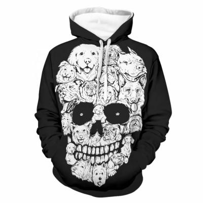 China Breathable Wholesale Cheap Custom Embroidered 100% Cotton Dogs Skull Halloween Men's Hoodies for sale