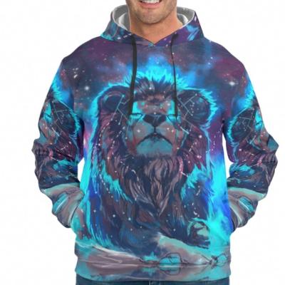 China Custom Printing Tiger Lion Animal Men's Hoodies Breathable Pullover for sale