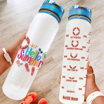 China Wholesale Minimalist 1000Ml Sports Fitness Waterhello Plastic Bottle32oz Summer Accompanying Cup for sale