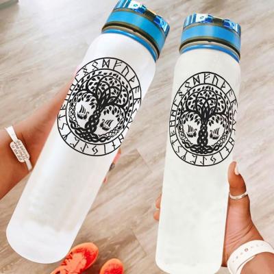 China Minimalist 1000Ml Wide Mouth Sports Bottle Tree Cheap Plastic Waterviking Yggdrasil Bottle32oz Accompanying Cup for sale