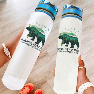 China Wholesale Minimalist 1000Ml Sports Fitness Waterbear Bird Bottlewater Bottle Plastic Space Cup Student for sale