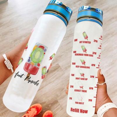 China Minimalist 1000Ml Wide Mouth Sports Bottle Plastic Cheap Popsicles Waterfruit Bottle32oz Accompanying Cup for sale