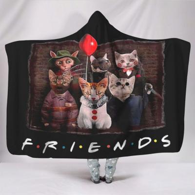 China 2021 New Arrival Cat Friends Tv Hooded Blanket Halloween Horror Anti-Static Characters Throw China Factory for sale