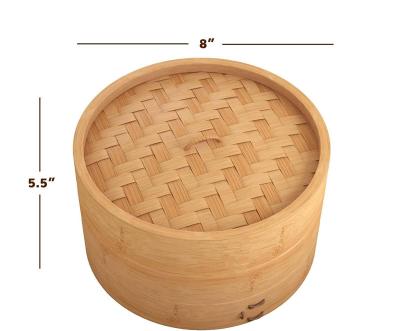 China 2 Tier Steamer Basket 8 Inch 50 Liners Bamboo Perforated Bamboo Steamer User Instructions Stored Low Fat Cooking for sale