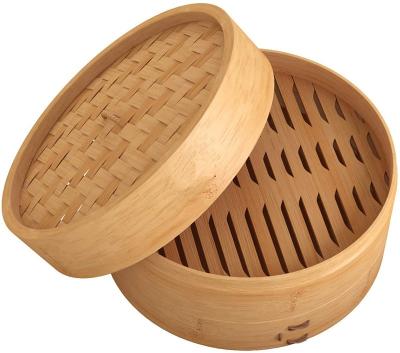 China 8 Inch 2 Tier Steamer Dumpling Basket Handmade Bamboo Clean Kitchenware Stored Easy Use Healthy Cooking Steamer for sale