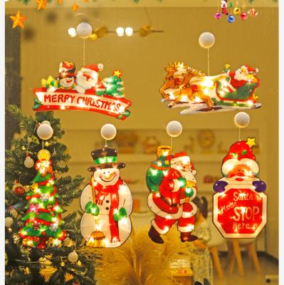 China Outdoor Festival Decoration Creative LED Decoration Holiday Store Lighting Outdoor Window Santa Claus Snowman 3D Hanging Shop Christmas Lights  in china for sale