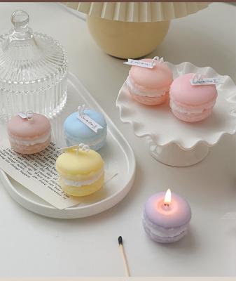 China American incense Cute mini macaron shaped wedding candles home decoration handmade aromatherapy scented cake candle gifts for sale