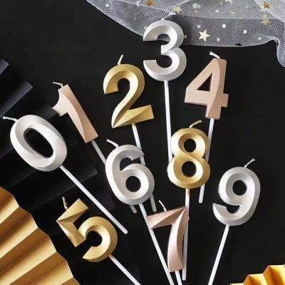 China Birthdays gold number shape children's adult birthday party candle  anniversary colorful cake candles supplies for sale