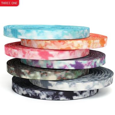 China High tenacity factory wholesale 20mm nylon camo printed webbing shoes and hats bag shoulder belt 2cm gradient printing ribbon for sale