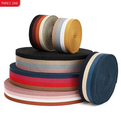 China Others 38mm 50mm four color stripe polyester jacquard stripe cotton polyester ribbon stripe shoulder strap bag apparel accessories for sale