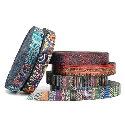 China Other factory direct sale polyester print ribbon jacquard web for luggage, clothing, bags shoulder straps custom printed webbing for sale