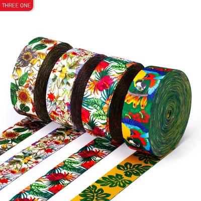 China High tenacity factory spot 50mm polyester printing webbing logo heat transfer printing custom webbin bag strap clothing accessories webbing for sale