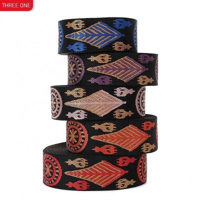 China High tenacity style ethnic nylon jacquard ribbon 2022 new hot 50 2 inch retro bag shoulder strap backpack ribbon clothing belt jacquard ribbon for sale