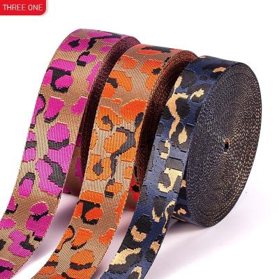 China Factory wholesale high tenacity 2 inches of leopard jacquard ribbon 5cm nylon bag strap shoulder bag female belt for sale