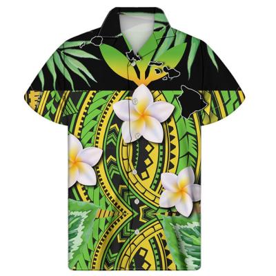 China Anti-Wrinkle Polynesian Tradition Hawaiian Shirts Men Summer Tribal Floral Mens Clothing For Men Tops Tropical Shirt Plus Size for sale