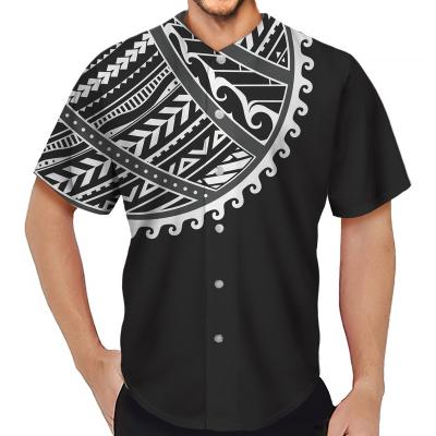 China Anti-Wrinkle Vortex Polynesian Tribal Blue Men's Shirt Plus Size 6 Button Down Collar Man Summer Shorts Shirt Men's Simple Casual T-Shirts for sale