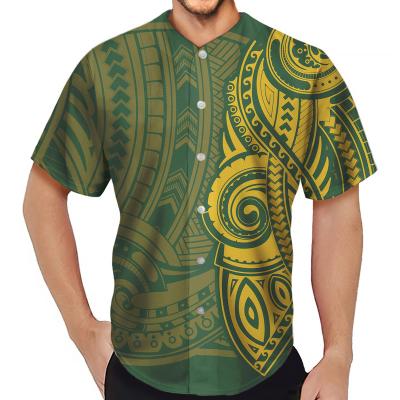 China Anti-Wrinkle Polynesian Blue/Green Tribal Pattern Plus Size Shirts Clothes Mens Casual Shirt 6 Button Down Collar Man Summer Shorts Shirt for sale