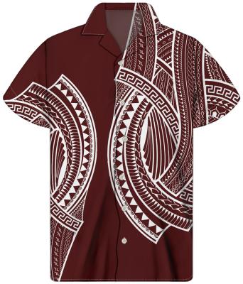 China Hibiscus Hibiscus Newcomers Baby Blue Plus Size Blouse Hip Hop Hawaii Aloha Shirt Polynesian Tribal Design Men Shirt Ethnic Style for sale