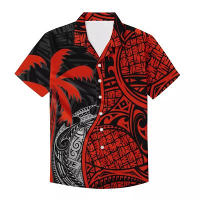 China Polynesia Design Men Shirt Luxury Samoan Purple Frangipani Style Fashionable Casual High Quality Anti-pilling Customizable Factory Price for sale