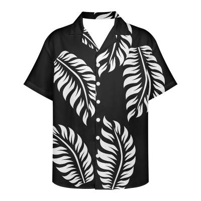 China Anti Pilling Polynesian Tribal Floral Tattoo Print Shirts Customized Cuban Collar Shorts Sleeve Shirts Mens Hawaiian Shirt Beach Tops For Men for sale