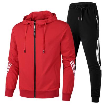 China Breathable Sports Wear Men's Running Workout Clothing Fitness Clothing Gym Set Hooded 2 Piece Sweatsuit Tracksuit Men Joggers Suits for sale