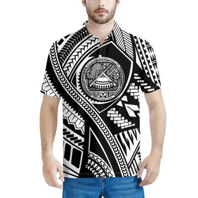 China Anti-wrinkle Shirt For Men Polynesian Tribal Red Coconut Tree Polo Shirt Design Short Sleeve Pattern Plus Size Casual Fashion Men Shirt for sale