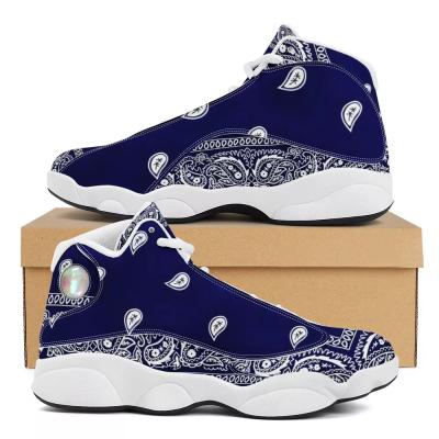 China Active Sports Bandana Print Basketball Shoes High Quality Trainers Shoes Custom Made Sneakers Big Gize 14 PU Breathable And Wear Resistant for sale