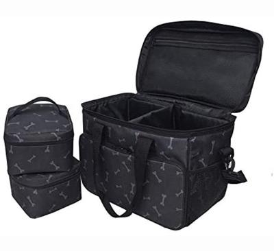 China Pet Puppy Carrier Dog Travel Bag Accessories Organizer Breathable Set With Pet Food Bag 2 Collapsible Feeding Bowls for sale