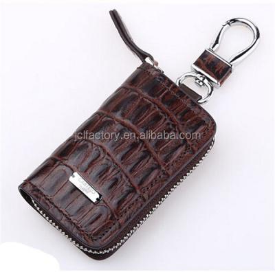 China Protect Car Key Crocodile Brown Men Leather Key Holder Chain Wallet for sale