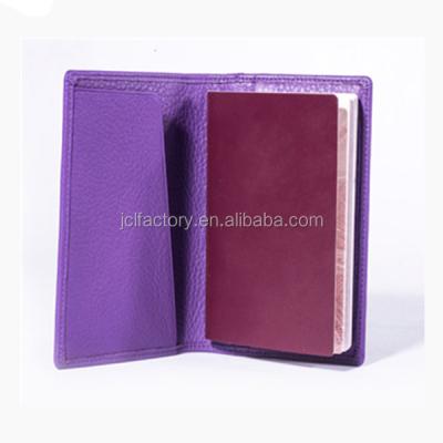 China RFID Blocking Protect Purple Simple Style Passport Leather Book Cover for sale