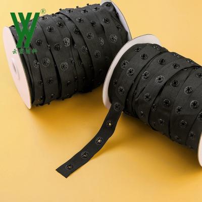 China OEM Cottons Durable High Quality Black Metal Snap Button Band With Fork Metal Snap Buttons for sale