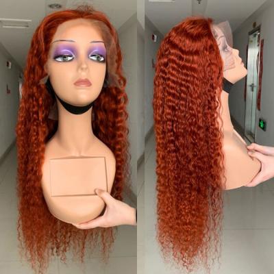 China Customized Transparent Wig Barely Shedding Thick Smooth Soft Orange Color Lace Frontal Wig Lace Hair for sale