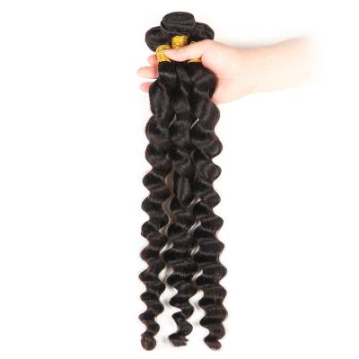 China LOOSE DEEP WAVE Loose Peruvian Hair Bundles With Closure Human Remy Hair Loose Deep Wae Peruvian Hair Bundle With Closure for sale